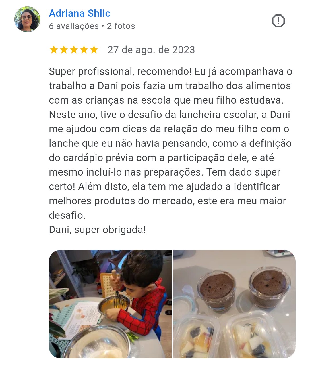 Avaliação Google: Adriana
